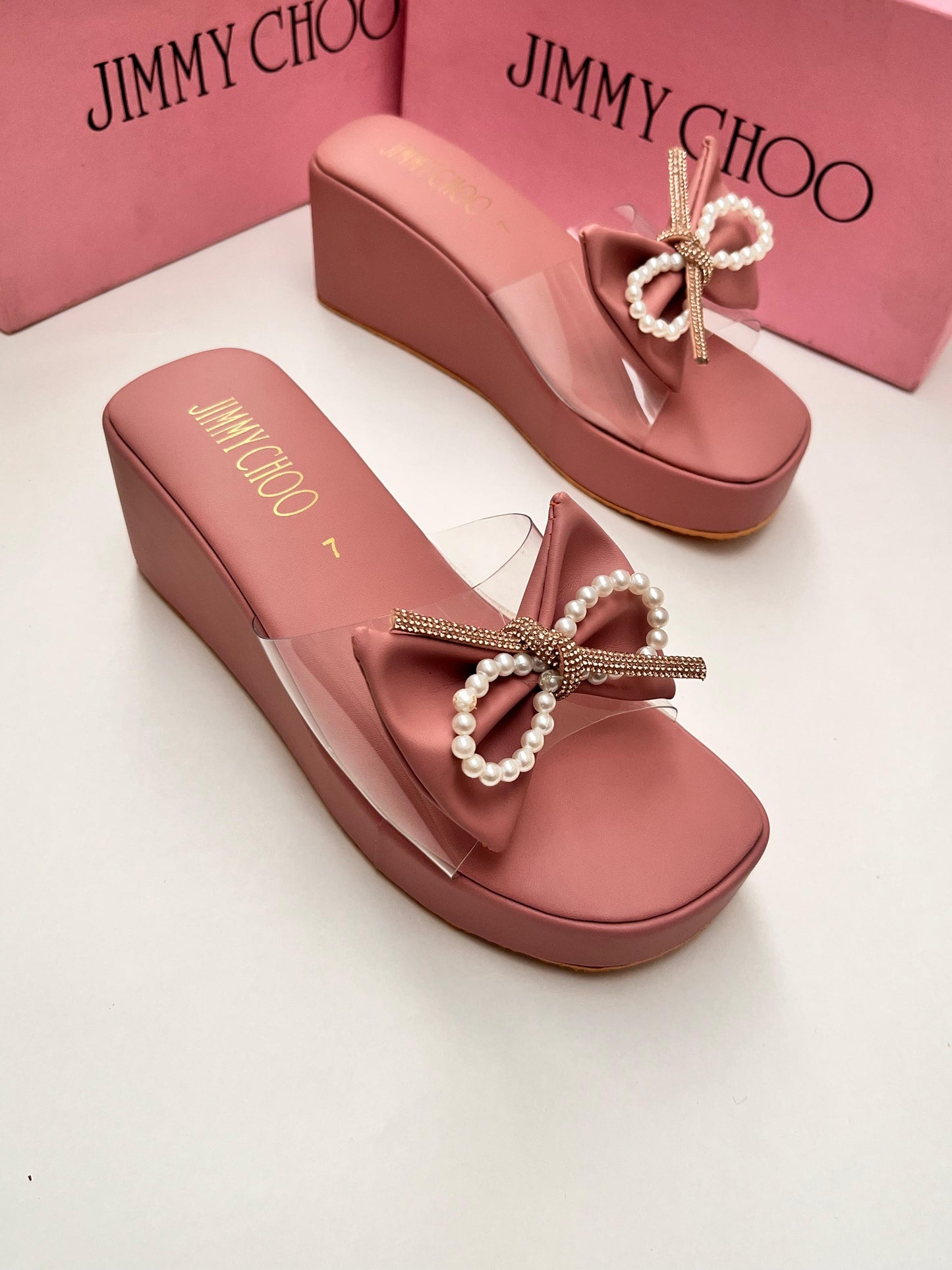 Lyla Bow Wedges Pink