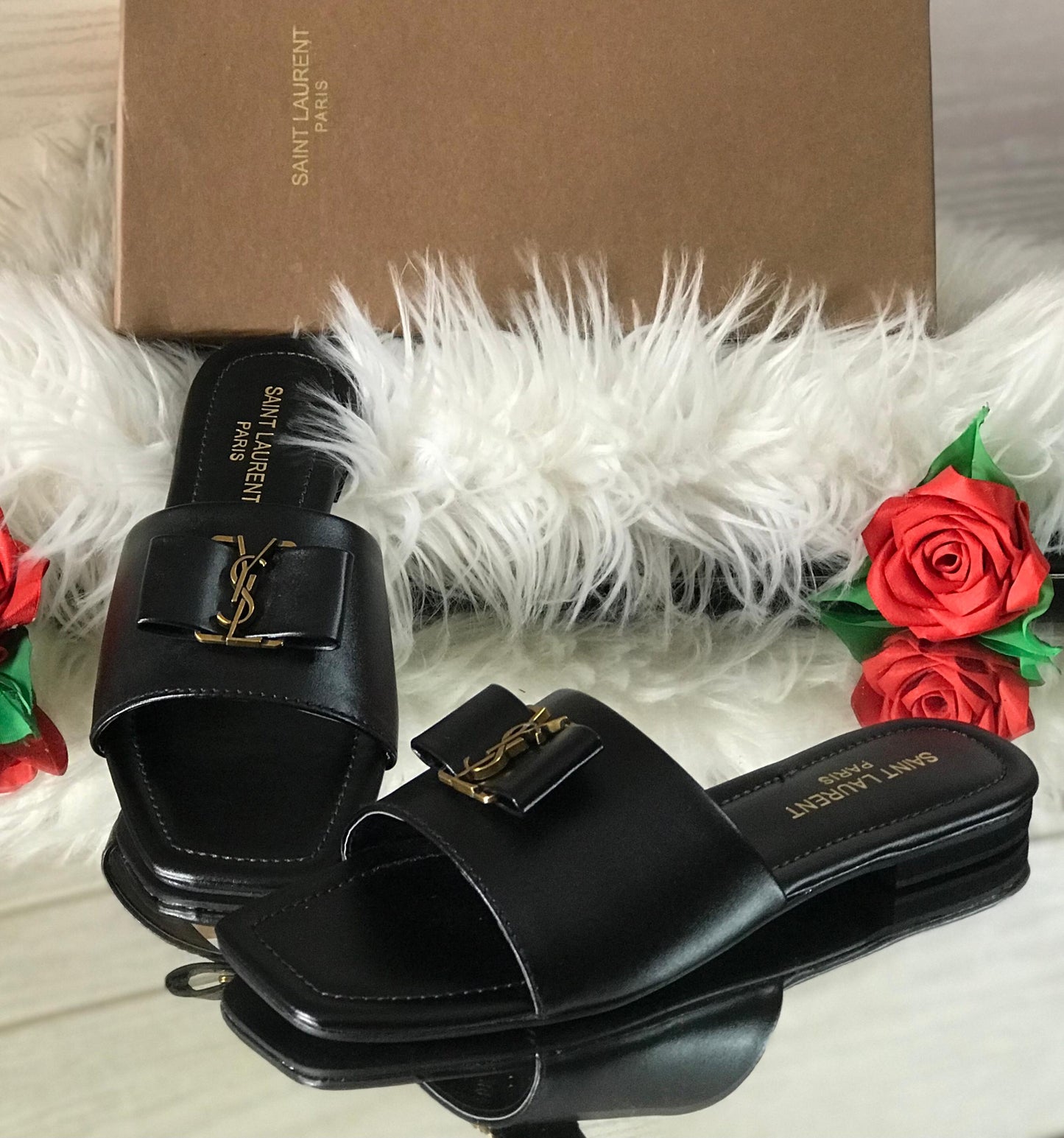 Ysl Slippers Black