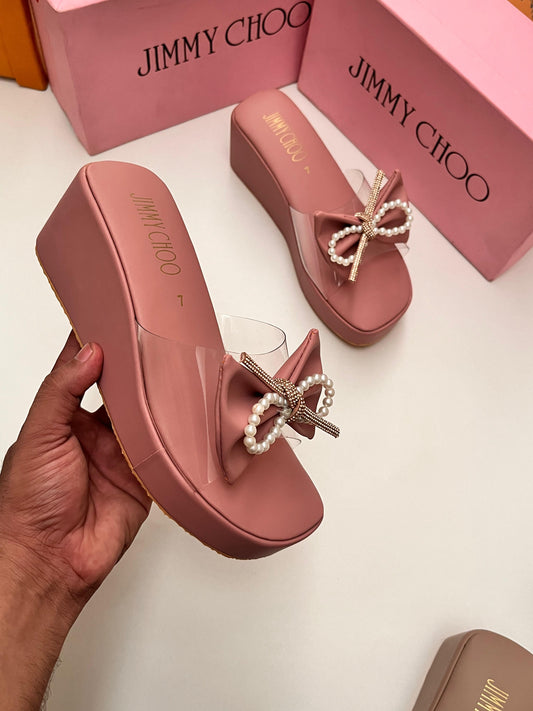 Lyla Bow Wedges Pink