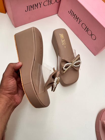 Lyla Bow Wedges Brown