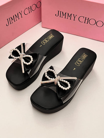 Lyla Bow Wedges Black