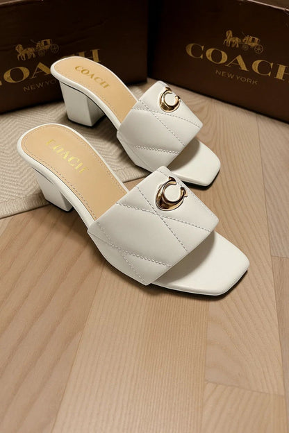 Coach Block Heel White