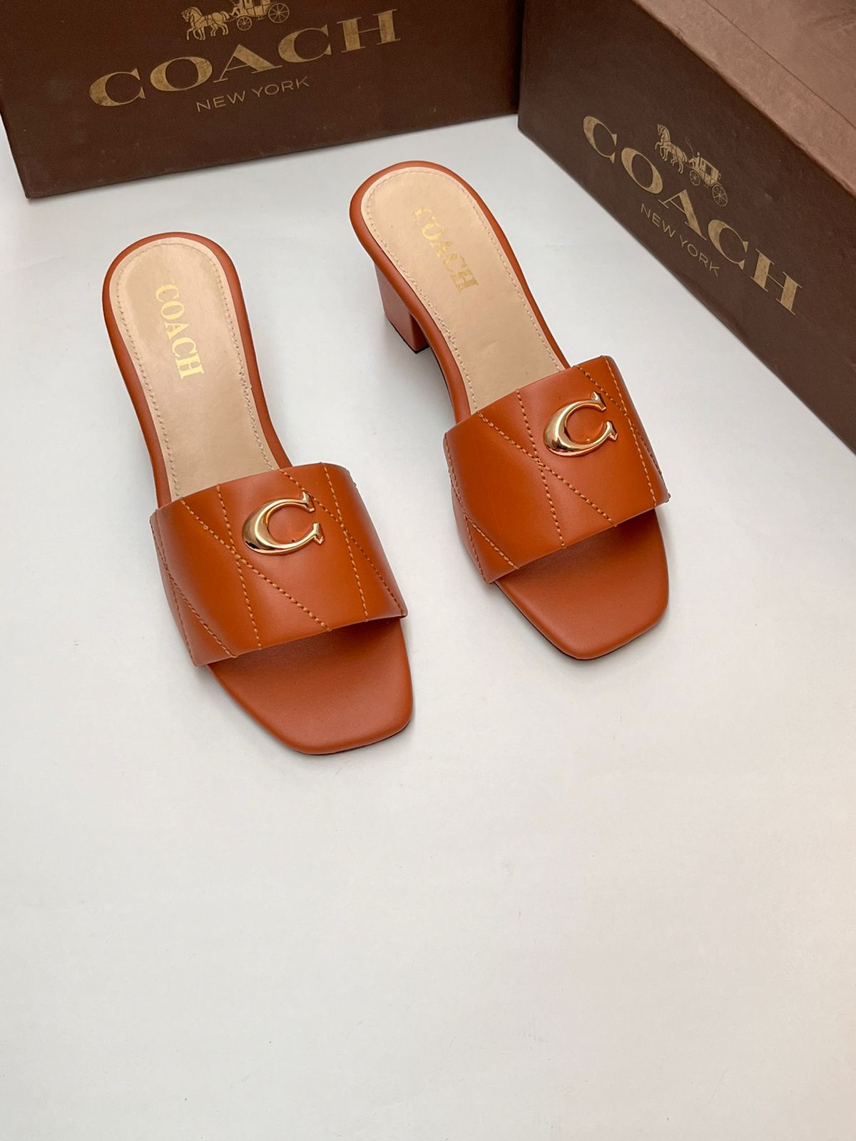 Coach Block Heel Brown