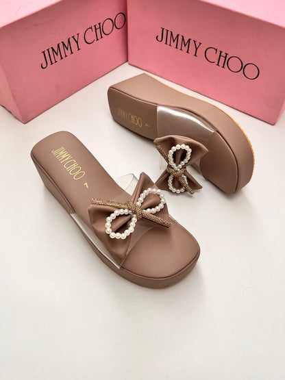 Lyla Bow Wedges Brown