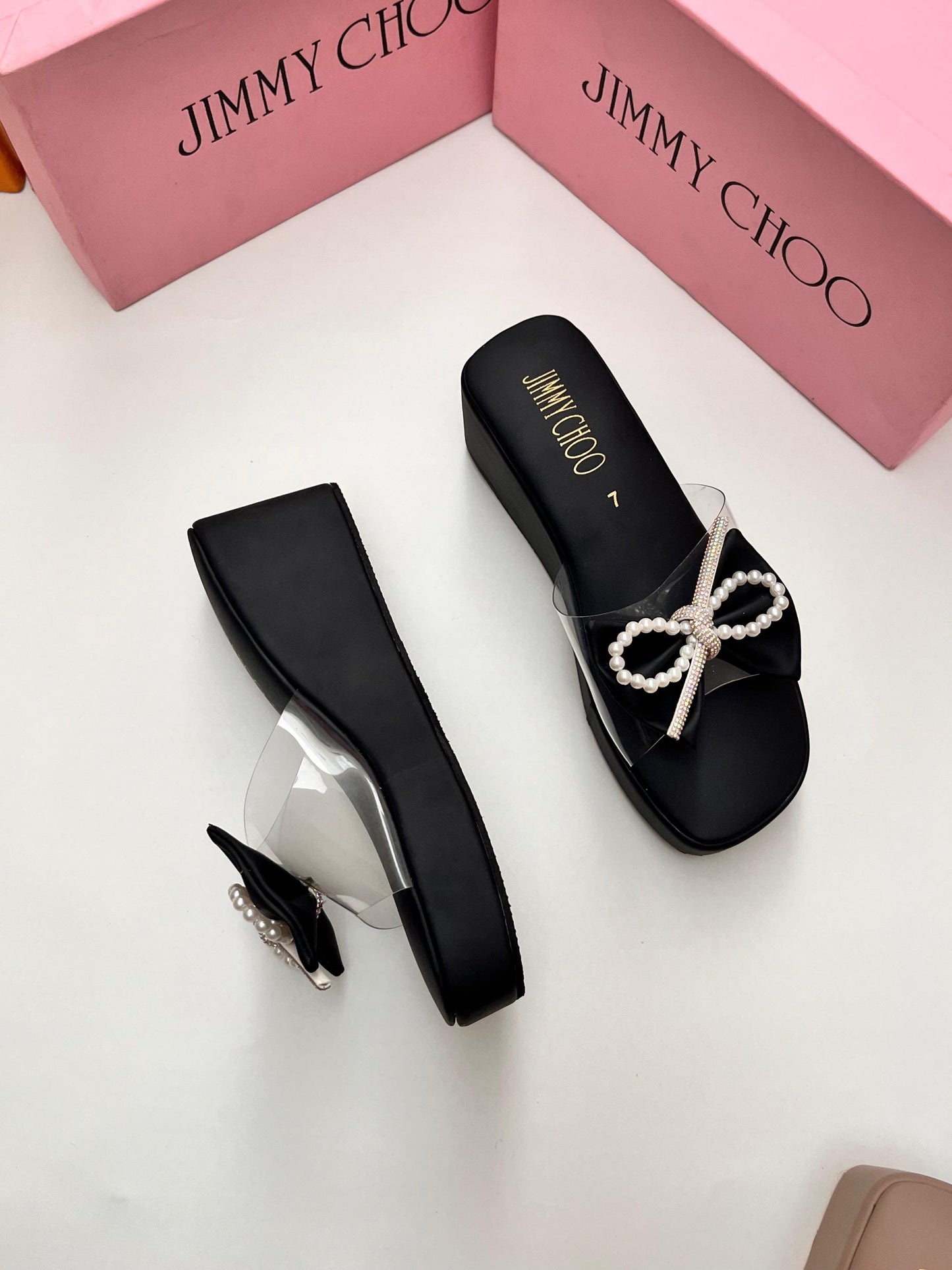 Lyla Bow Wedges Black