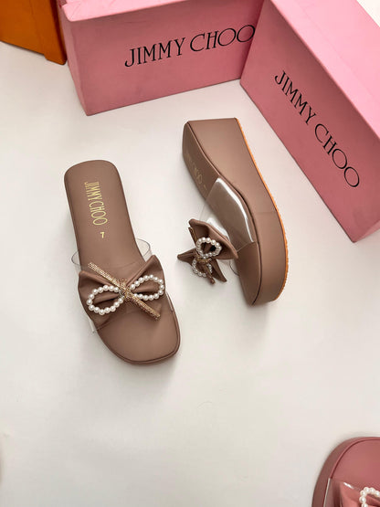 Lyla Bow Wedges Brown