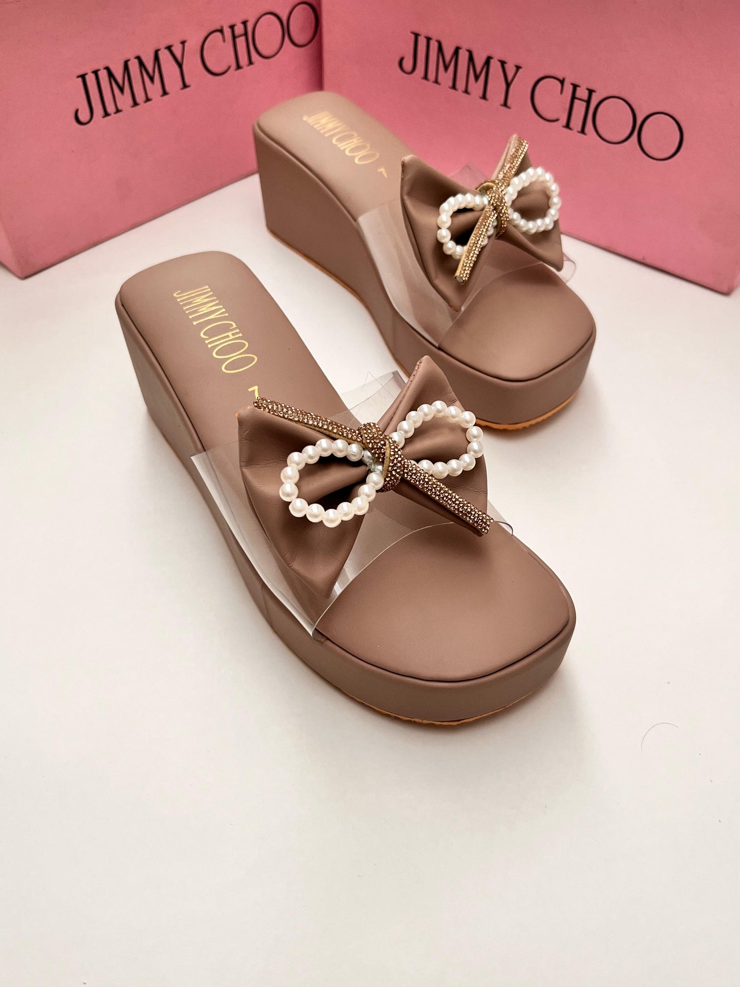 Lyla Bow Wedges Brown