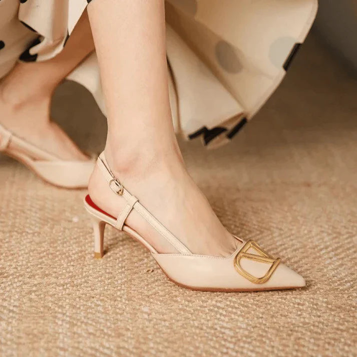 V Strap Heel Fawn