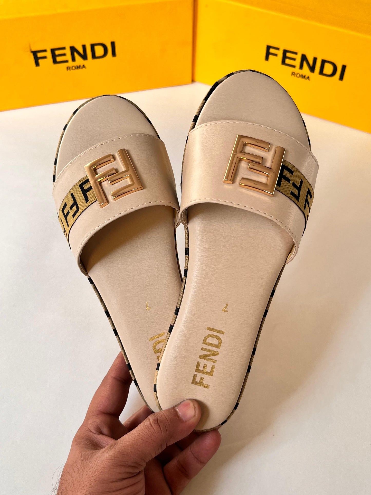 Fendi 1 Inch Fawn Slides
