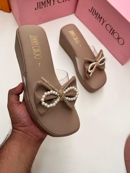 Lyla Bow Wedges Brown