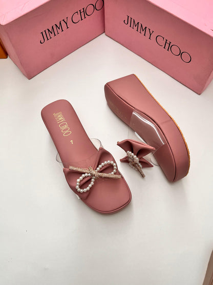 Lyla Bow Wedges Pink